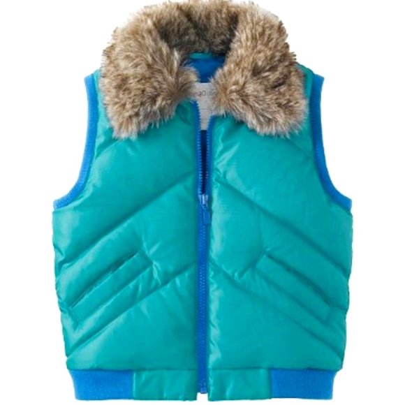 Hanna Andersson Outdoor, girl's blue/turquoise down blend vest size 110 (5) EUC.